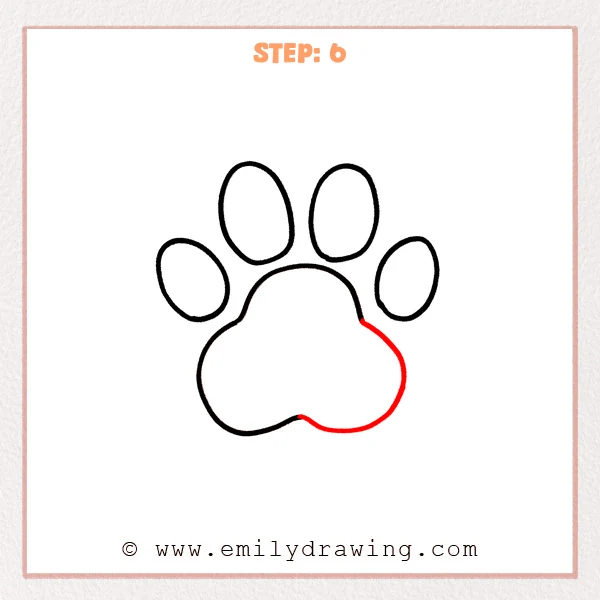 how to draw a paw print - Step 6